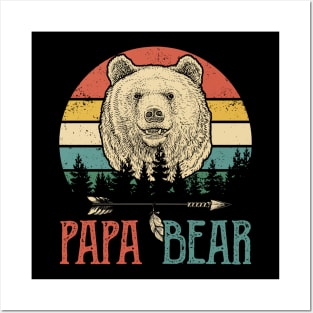 Men's Papa Bear T Shirt Father's Day Gift Grandpa Shirt Vintage Shirt Retro Gift Vintage Papa Shirt Forest Posters and Art